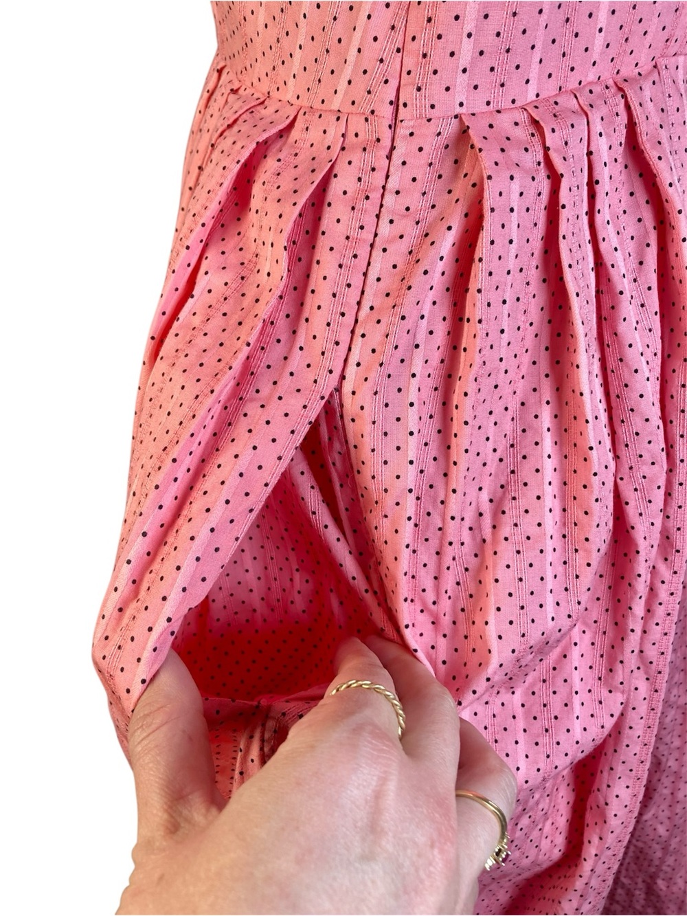 Anthropologie Moulinette Soeurs Melon Ball Pink Polka Dot Midi Dress Size 4 - Picture 3 of 12